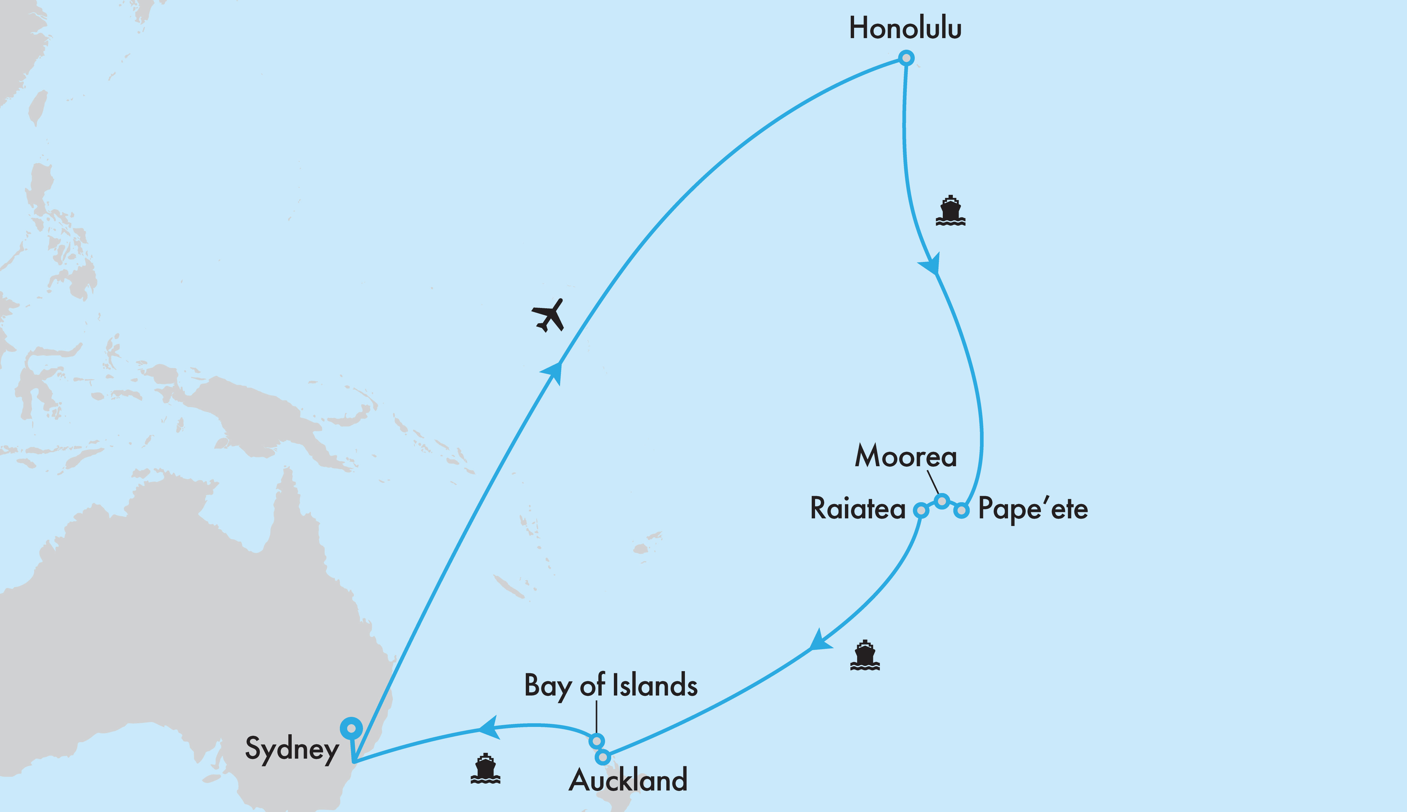 Transpacific Fly, Stay, Cruise Hawaii to Sydney with Ovation of the