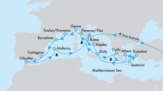 Fly, Stay, Cruise Grand Mediterranean cruise with Majestic Princess