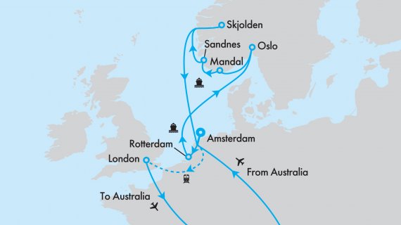 Fly, Stay, Cruise Norwegian Fjords with Holland America and Amsterdam to London Escape