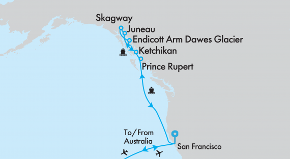 Fly, Stay, Cruise Bay to Ice - San Francisco & Alaska Exploration aboard Ruby Princess