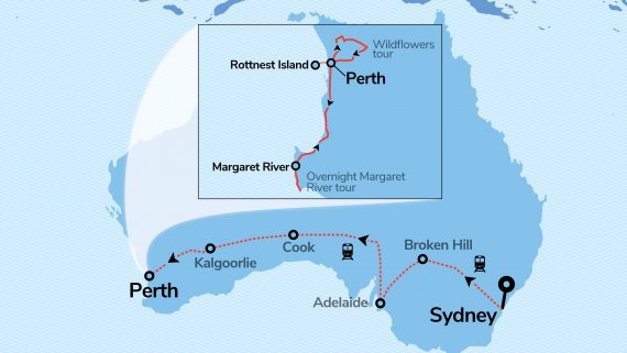 WA Wine, Wildflowers & Rottnest Island with Indian Pacific from Sydney to Perth