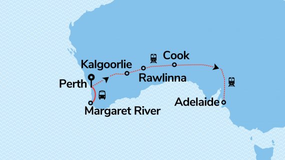 WA Wine, Wildflowers & Rottnest Island with Indian Pacific from Perth to Adelaide