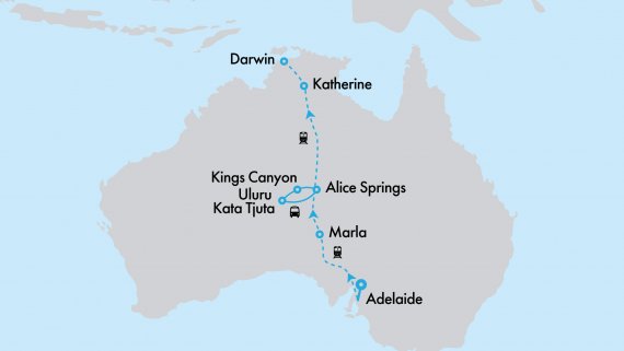 Fly Free with The Ghan: Red Centre Spectacular from Adelaide to Darwin