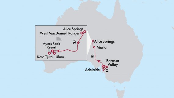The Ghan with Adelaide & Uluru Short Stay