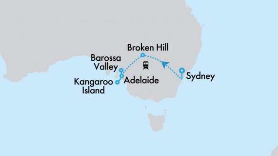 Indian Pacific with Barossa & Kangaroo Island from Sydney